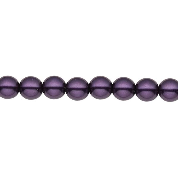 Bead, Czech pearl-coated glass druk, opaque royal purple, 6mm round. Sold per 15-1/2" to 16" strand. image number 0