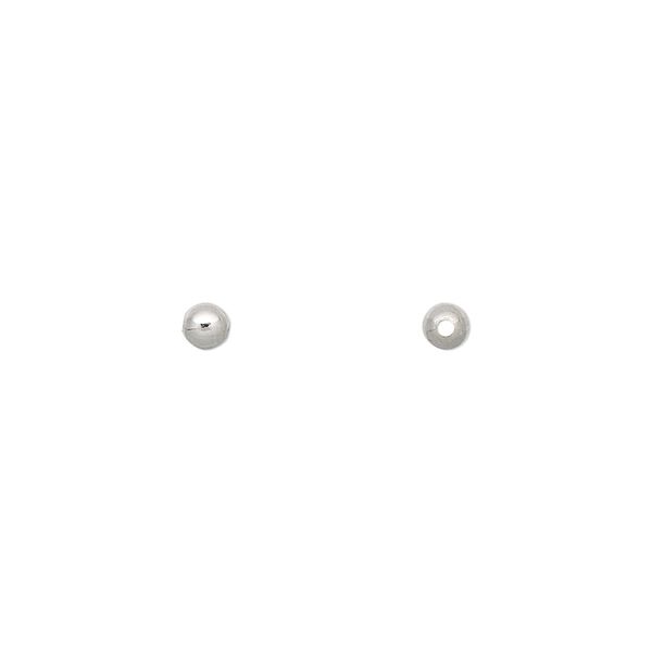 Bead, imitation nickel-plated brass, 3mm round. Sold per pkg of 100. image number 0