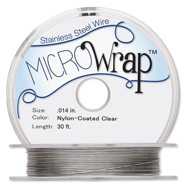 Wire, MICROWrap™, nylon-coated stainless steel, clear, 1 strand, 0.014-inch diameter. Sold per 30-foot spool. image number 0