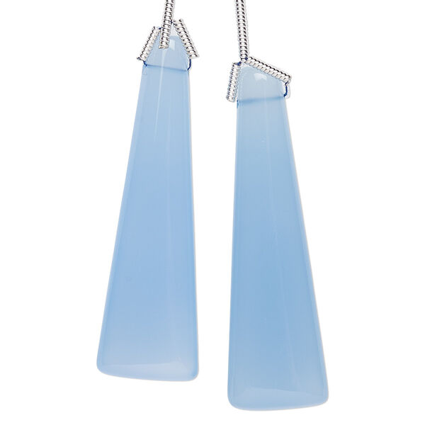 Blue chalcedony 1pkg2, hand-cut top-drilled triangle bead 40x40mm image number 0