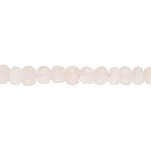 Rose quartz 1pkg1, hand-cut faceted rondelle / round bead natural 14 inch 6x4mm / 5-6mm image number 0