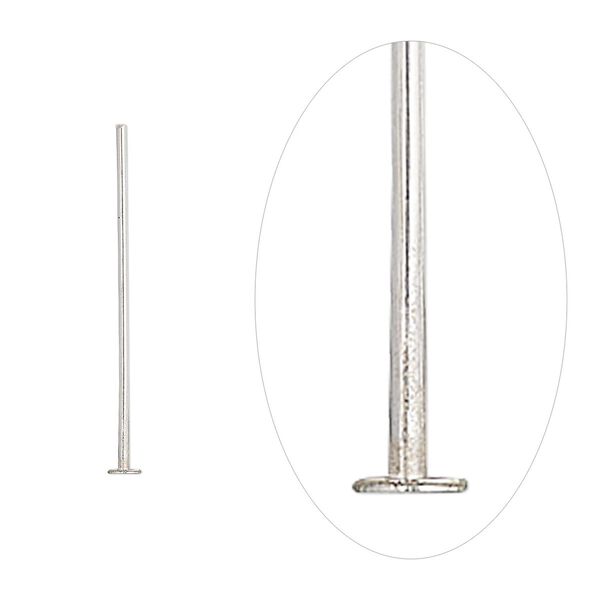 Head pin, sterling silver, 1 inch, 20 gauge. Sold per pkg of 10. image number 0