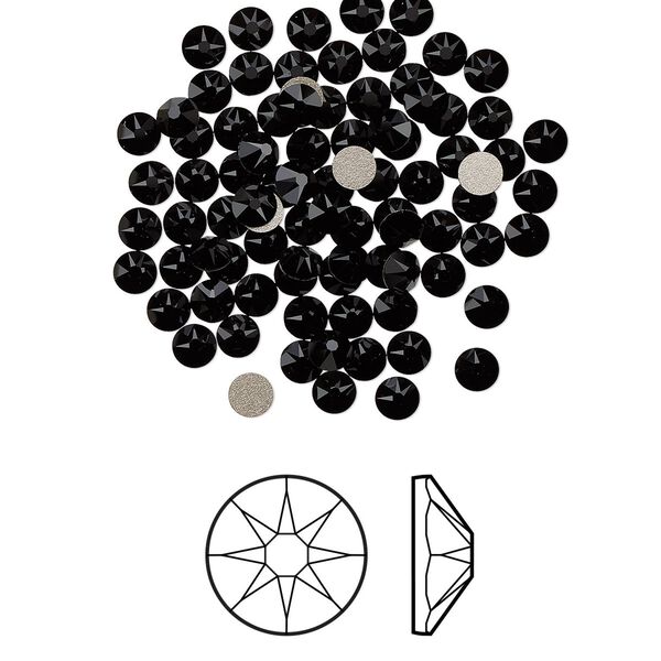 Flat back 144pk jet foil back, Crystal Passions® 3-3.2mm rose round SS12 2088 image number 0