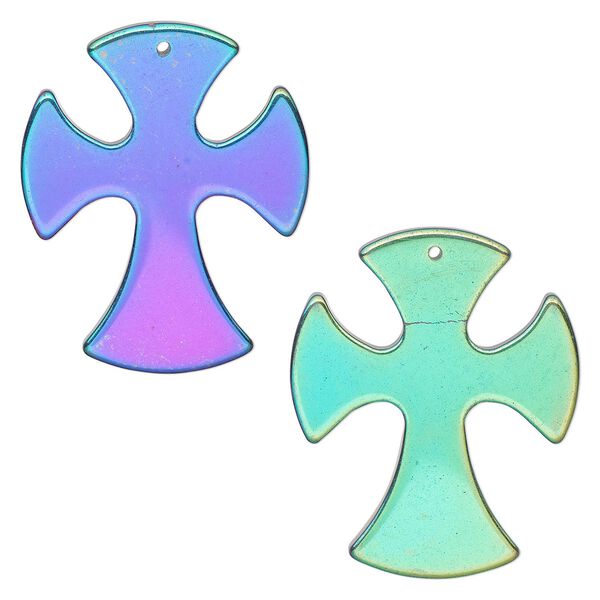 Hemalyke™ 1pkg1, electroplated double-sided cross focal 39x32mm image number 0