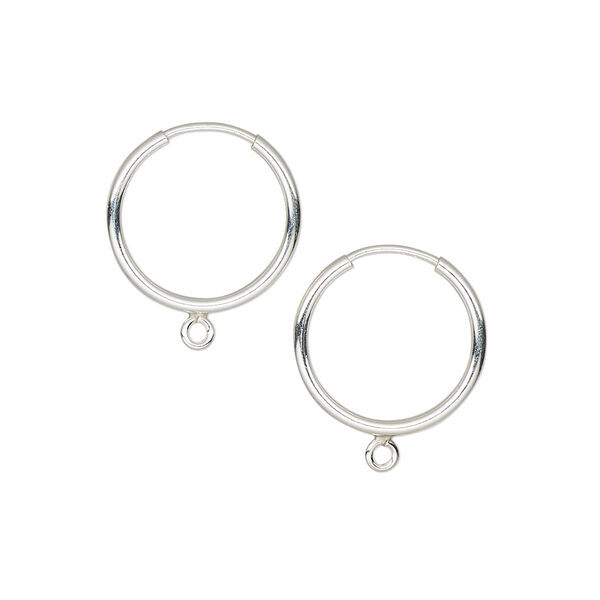 Earring hoop 1pkg2 sterling silver, 14mm / endless loop / closed loop, 21 gauge 1 pair image number 0
