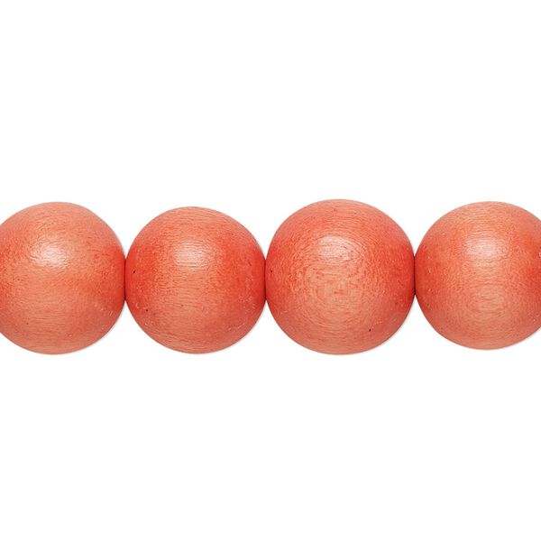Bead, Taiwanese cheesewood (dyed / waxed), orange, 11-12mm round. Sold per pkg of (2) 15-1/2" to 16" strands. image number 0