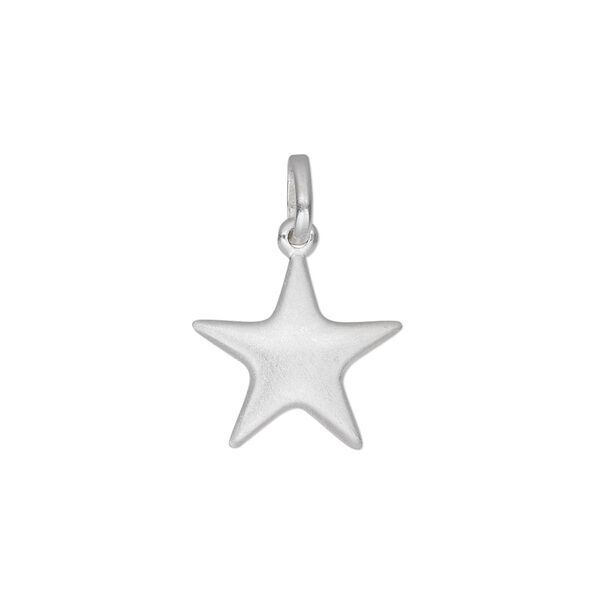 Charm, sterling silver, 15x14mm satin flat star. Sold individually. image number 0