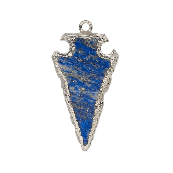Lapis lazuli / sterling silver 1pkg1, electroplated hand-cut arrowhead charm natural 30x15mm image number 0