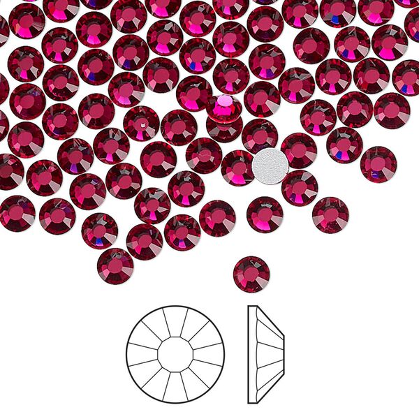 Flat back 144pk ruby foil back, Preciosa Viva 12® Czech crystal rhinestone 3.8-4mm chaton rose round SS16 image number 0