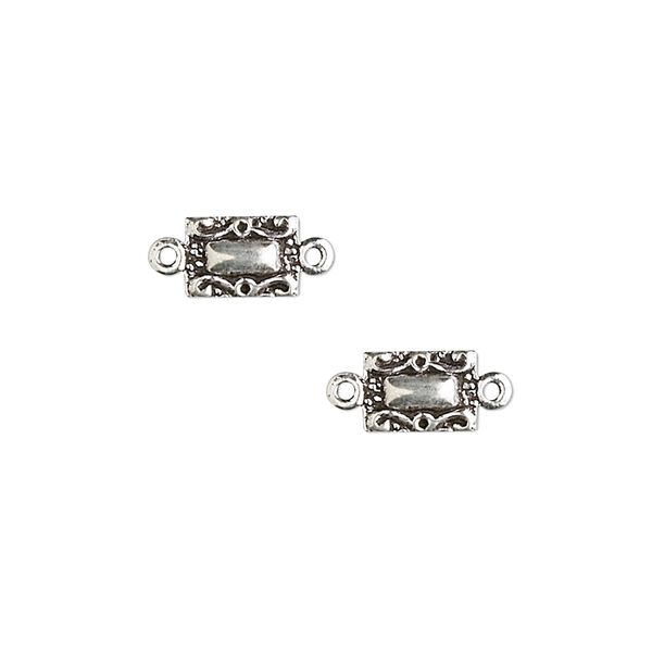 Link, antiqued sterling silver, 8x5mm stamped rectangle. Sold individually. image number 0