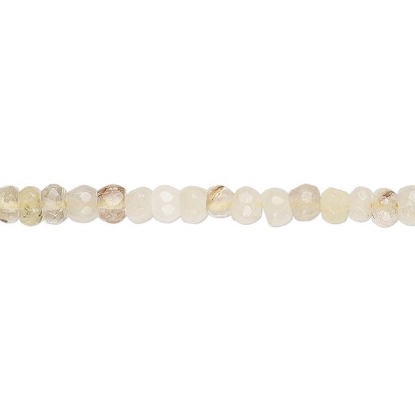 Golden rutilated quartz 1pkg1, hand-cut faceted rondelle bead natural 13 inch 3x2mm-4x3mm image number 0