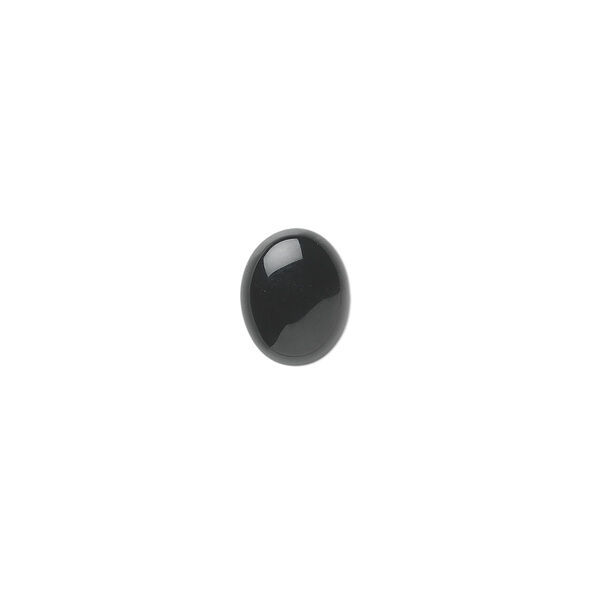 Cabochon, black onyx (dyed), 10x8mm calibrated oval, B grade, Mohs hardness 6-1/2 to 7. Sold per pkg of 10. image number 0