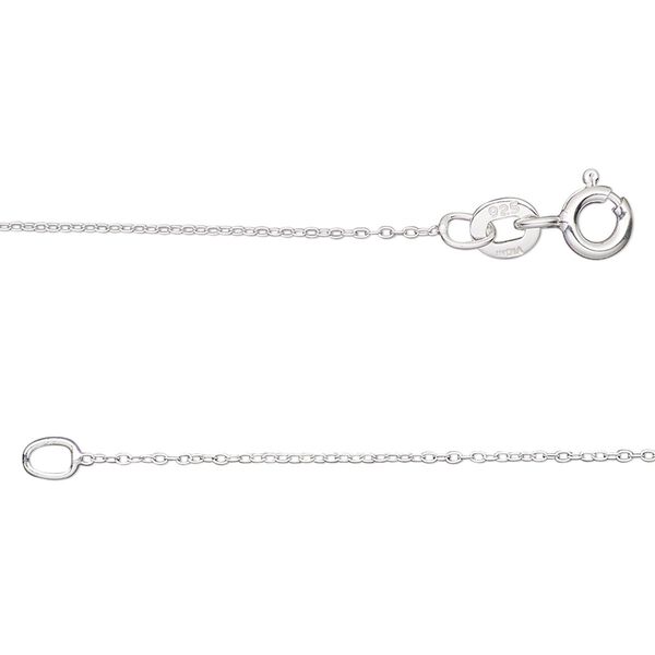 Chain, Gossamer™, sterling silver, 0.8mm oval cable, 20 inches with springring clasp. Sold individually. image number 0