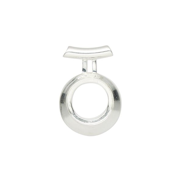 Pendant, Almost Instant Jewelry®, sterling silver, 22x15mm round with open back and SS47 rivoli setting with tube bail. Sold individually. image number 0