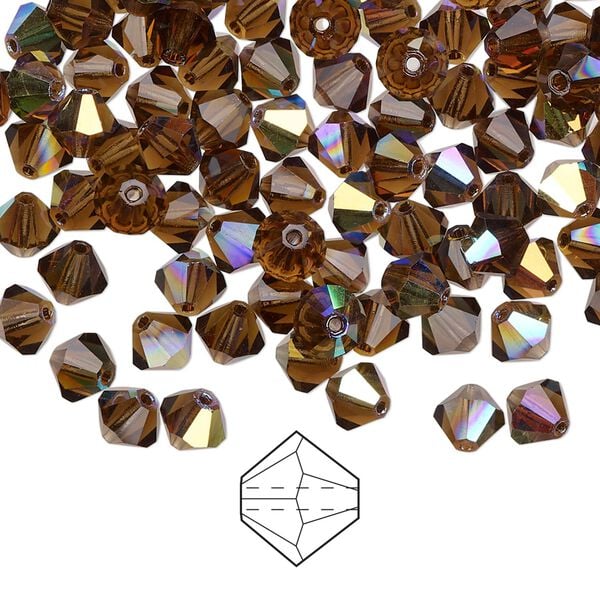 Bead 144pk smoked topaz AB, Preciosa Czech crystal 5mm bicone image number 0