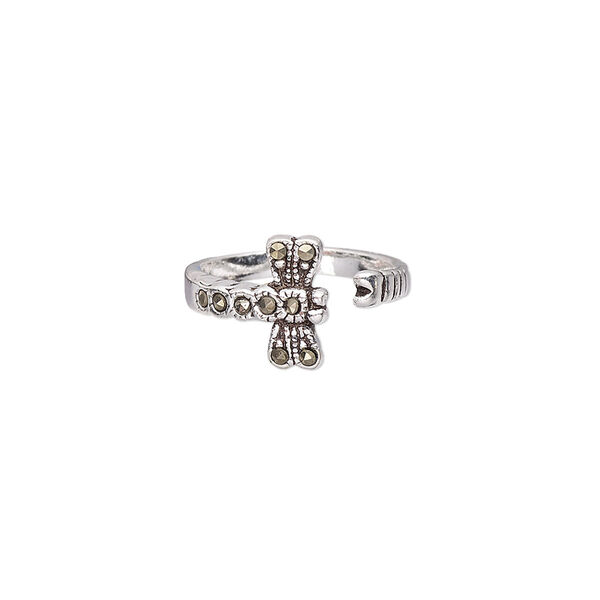 Marcasite / sterling silver 1pkg1, dragonfly toe ring adjustable 9mm image number 0