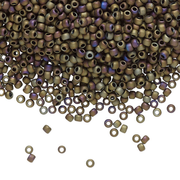 Seed bead, TOHO BEADS®, glass, pkg/7.5g, #11 round, opaque matte iris brown (TR-11-614). image number 0