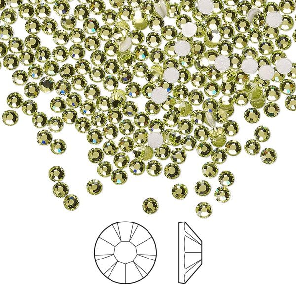 Flat back 144pk limecicle foil back, Preciosa MAXIMA Czech crystal hotfix rhinestone 2.3-2.5mm chaton rose round SS8 image number 0