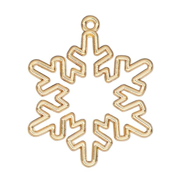 Component, resin frame, gold-finished "pewter" (zinc-based alloy), 33x30mm open snowflake. Sold per pkg of 2. image number 0