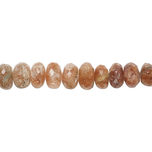 Sunstone 1pkg1, hand-cut faceted rondelle bead natural 8 inch 7x4mm-8x5mm image number 0