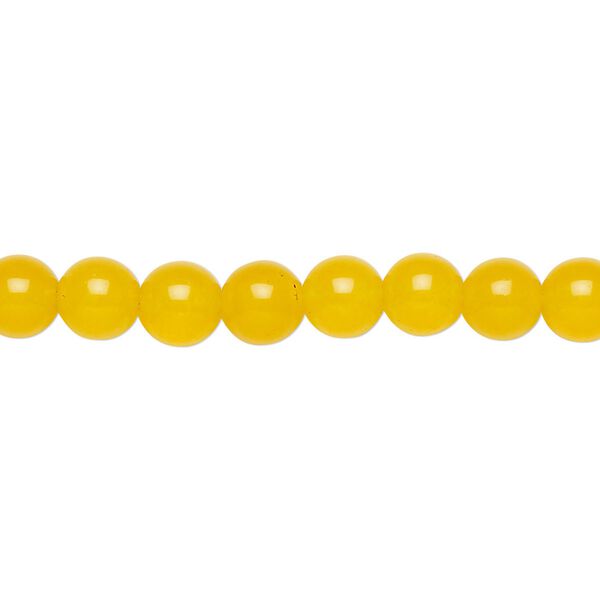 Yellow "jade" (quartz) 1pkg1, round bead 15.5-16 inch 6mm image number 0