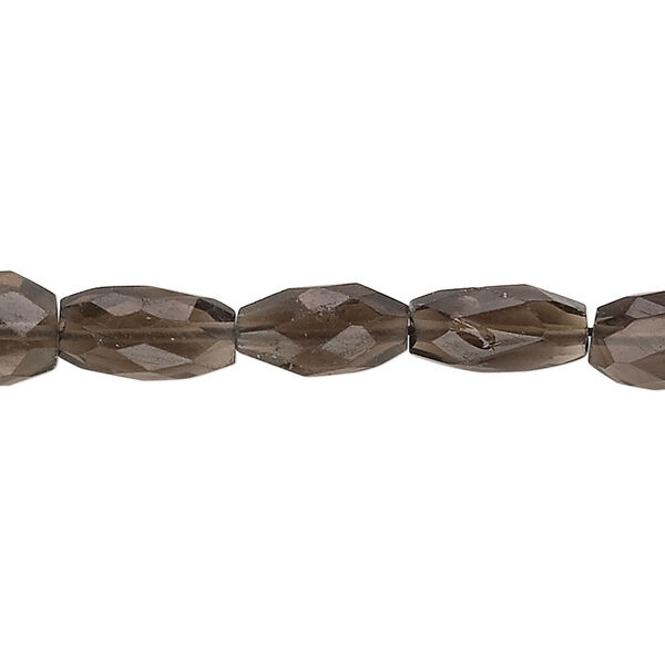 Smoky quartz 1pkg1, hand-cut faceted puffed oval bead 13 inch 8x7mm-15x9mm image number 0