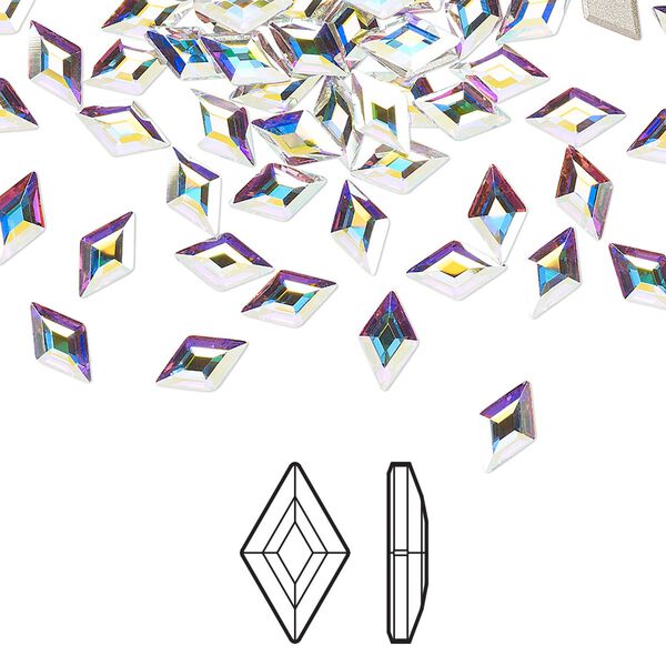 Flat back 24pk crystal AB foil back, Crystal Passions® 6.6x3.9mm diamond 2773 image number 0