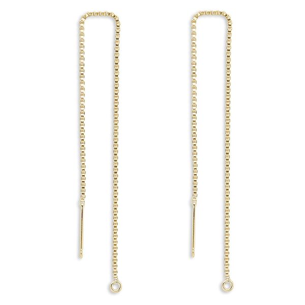 Ear thread 1pkg2 14Kt gold-filled, 4.5 inch box chain / closed loop, 1 pair image number 0