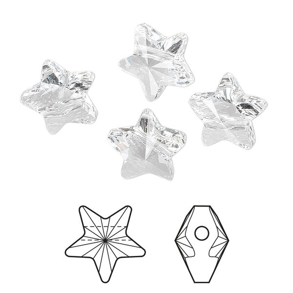 Bead 4pk crystal, Crystal Passions® 12mm star 5714 image number 0