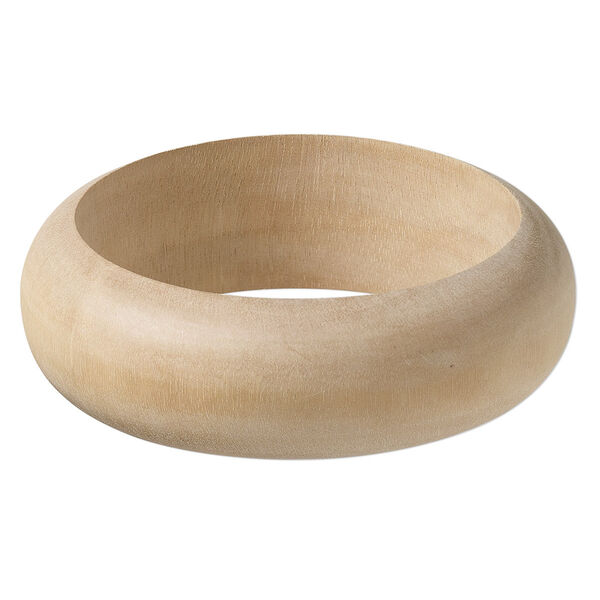 Bracelet, bangle, wood (natural), 30mm wide half round, 8 inches. Sold individually. image number 0
