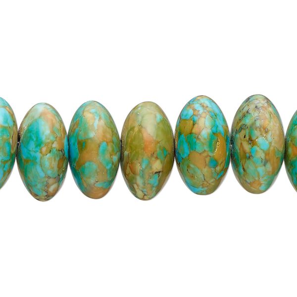 Mosaic "turquoise" (magnesite) 1pkg1, rondelle bead 15.5-16 inch 12x6mm-14x8mm image number 0