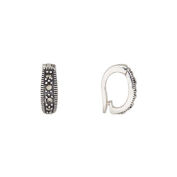Marcasite / sterling silver 1pkg1, bail natural 12x4mm / 7mm grip length image number 0