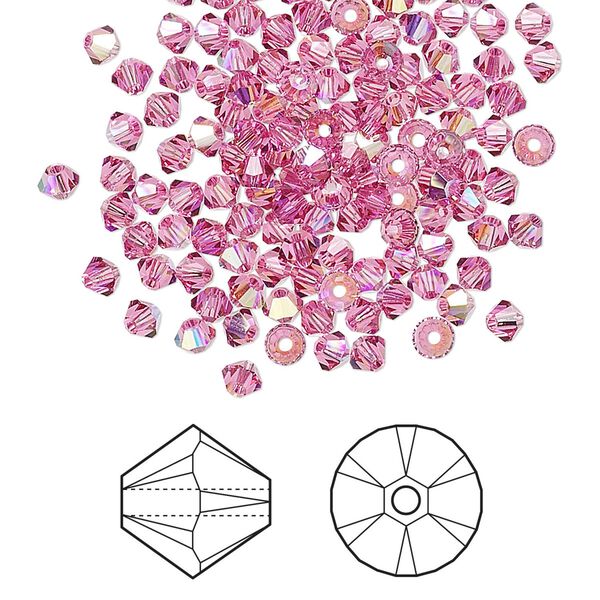 Bead 144pk rose AB, Crystal Passions® 3mm bicone 5328 image number 0