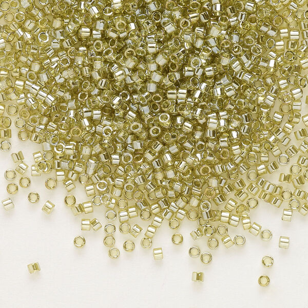 Seed bead, Delica®, glass, pkg/250g, #11 round, translucent gold luster golden olive (DB-0124). image number 0