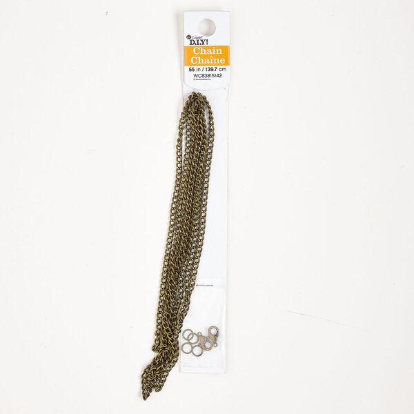 Chain and finding assortment, gold- and antique gold-finished "pewter" (zinc-based alloy) and steel, mixed sizes and shapes. Sold per pkg of 7. image number 0