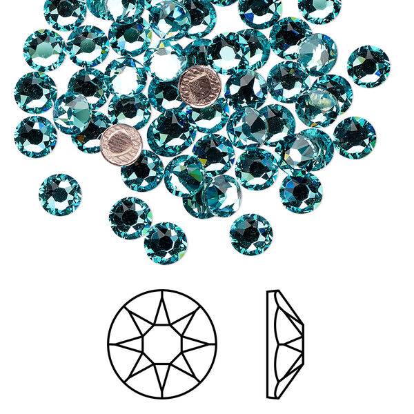 Flat back 1440pk light turquoise foil back, Swarovski® hotfix 4.6-4.8mm rose round SS20 2078HF image number 0