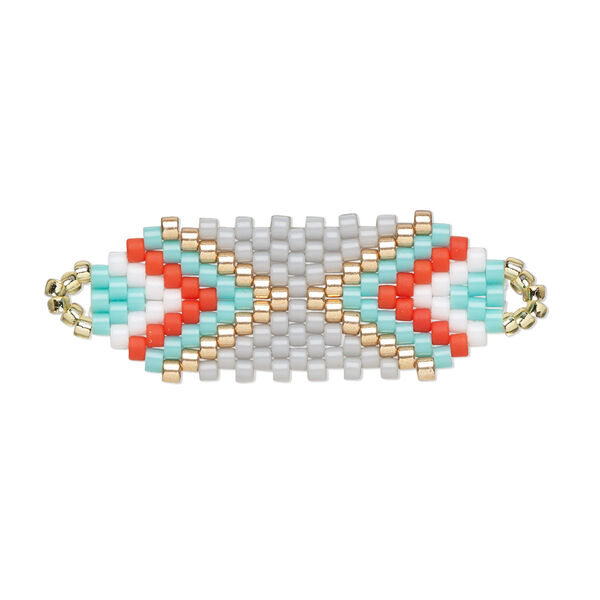 Focal, Creative Touch, glass, copper / turquoise blue / white, 30x12mm double-sided oval. Sold individually. image number 0