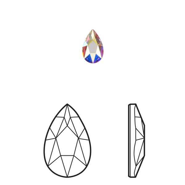 Flat back 24pk crystal AB foil back, Crystal Passions® 8x5mm pear 2303 image number 0