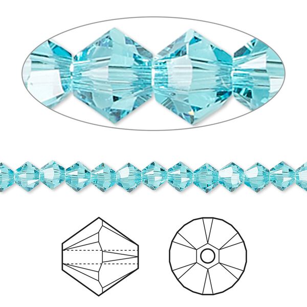 Bead 144pk light turquoise, Crystal Passions® 4mm bicone 5328 image number 0