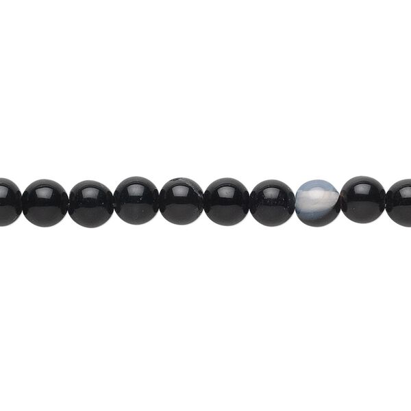 Black agate 1pkg1, round bead 15.5-16 inch 4mm image number 0