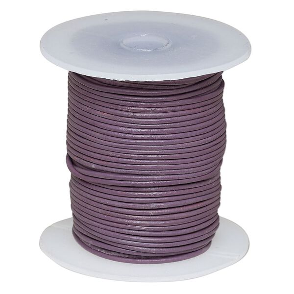Cord, leather (dyed), purple, 1-1.2mm round. Sold per 25-yard spool. image number 0