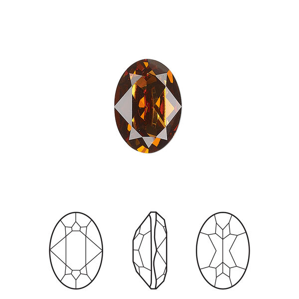 Fancy stone 1pk light amber foil back, Crystal Passions® 14x10mm oval 4120 image number 0