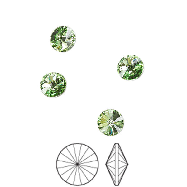 Chaton 12pk peridot foil back, Preciosa MAXIMA Czech crystal rhinestone 6.14-6.32mm rivoli SS29 image number 0