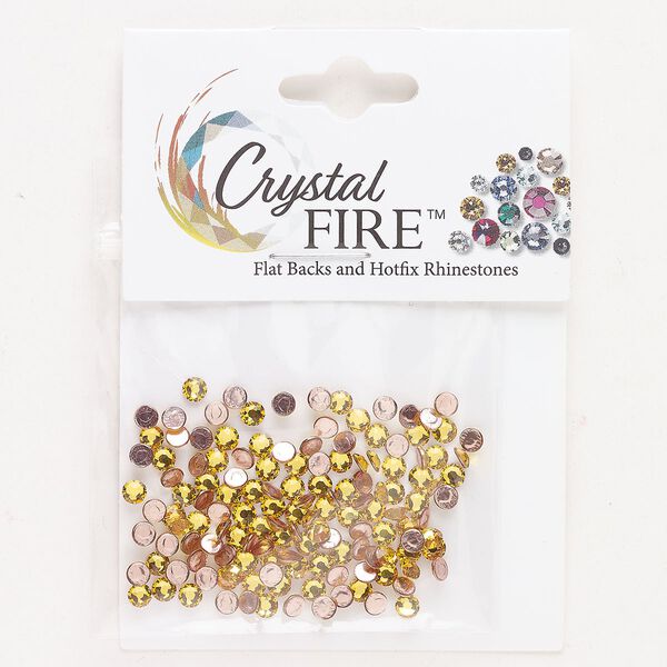 Flat back 144pk sunflower, Crystal Fire® 3.00-3.12mm hotfix round SS12 image number 0