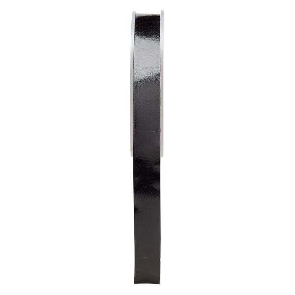 Cord, leather, black, 16mm flat. Sold per 5-yard spool. image number 0