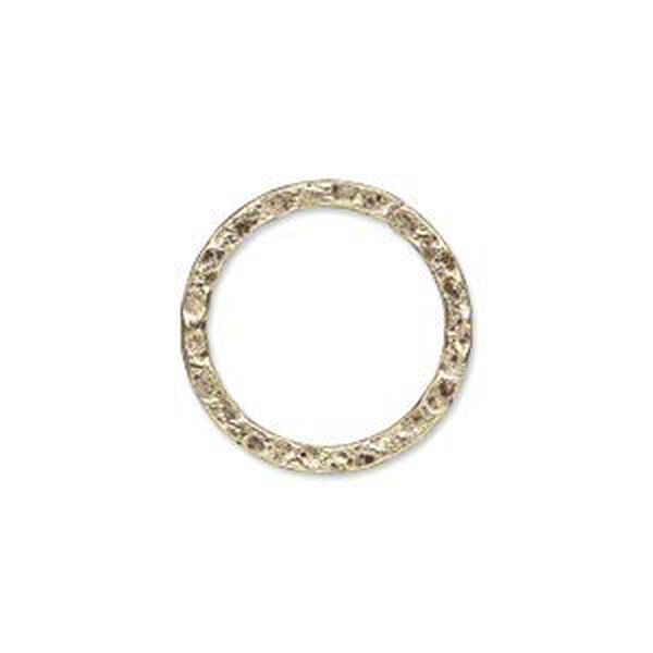 Component, antique gold-plated steel, 20mm double-sided hammered flat round. Sold per pkg of 10. image number 0