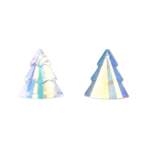 Drop 2pk translucent clear AB, Celestial Crystal® 15x13mm tiered tree image number 0