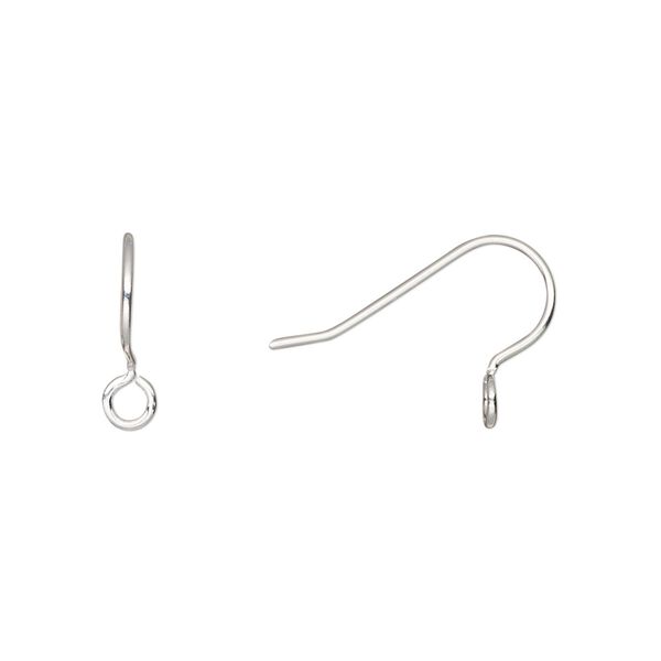 Ear wire fishhook 1pkg20 silver-plated, 12.5mm / perpendicular open loop, 21 gauge brass 10 pair image number 0