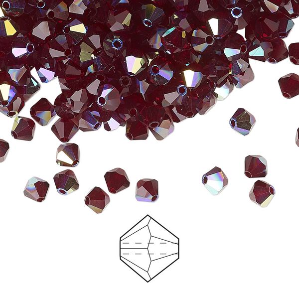 Bead 720pk garnet AB, Preciosa Czech crystal 4mm bicone image number 0