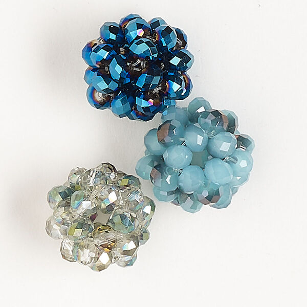 Bead assortment, acrylic, blue / sky blue / clear AB, 14mm beaded faceted round. Sold per pkg of 3. image number 0